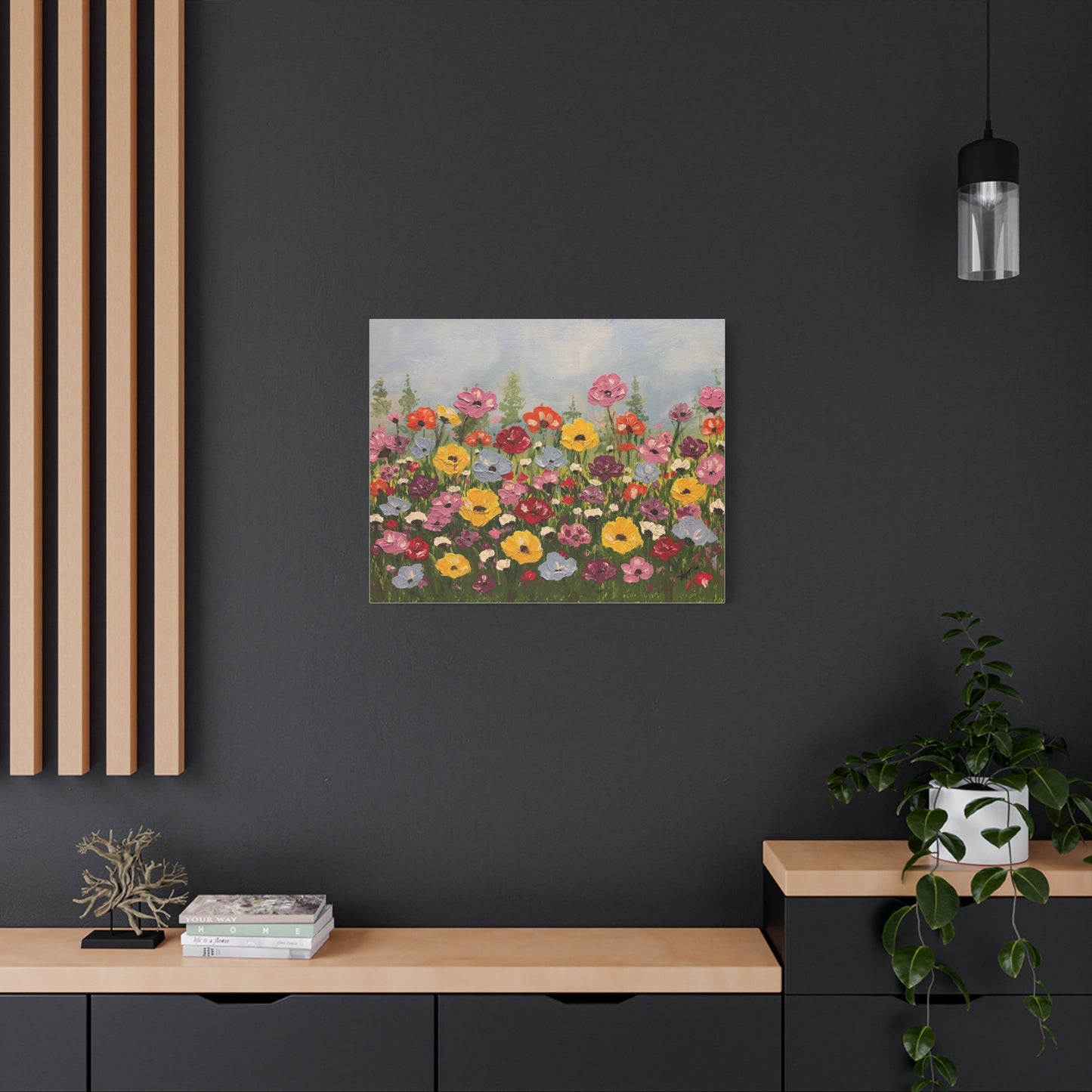 Wildflower Field Canvas Art — Colorful Wildflower Field Matte Stretched Canvas