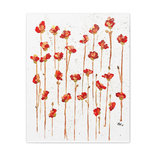 Red Poppy Field Matte Canvas Wall Art — Stretched Floral Painting