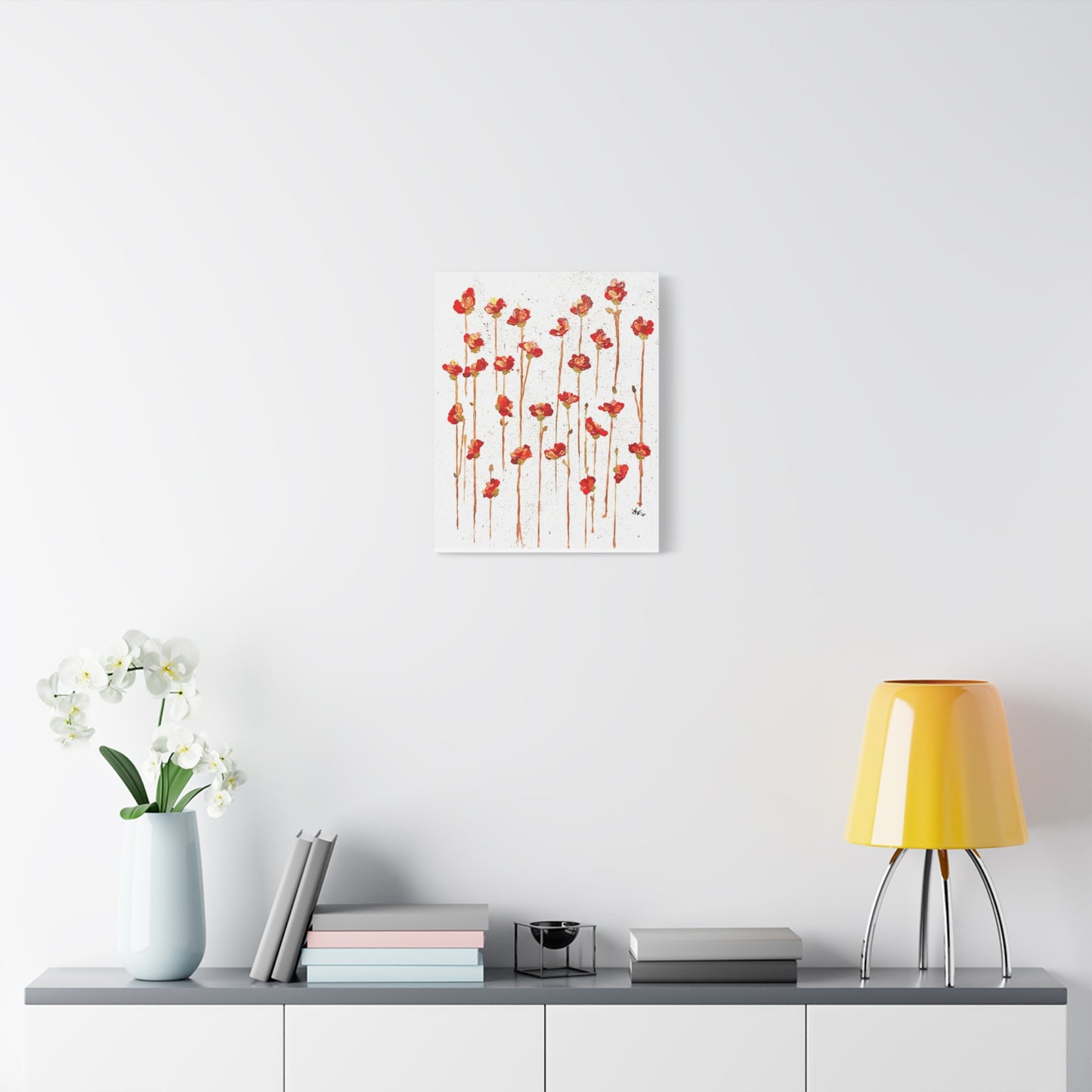 Red Poppy Field Matte Canvas Wall Art — Stretched Floral Painting