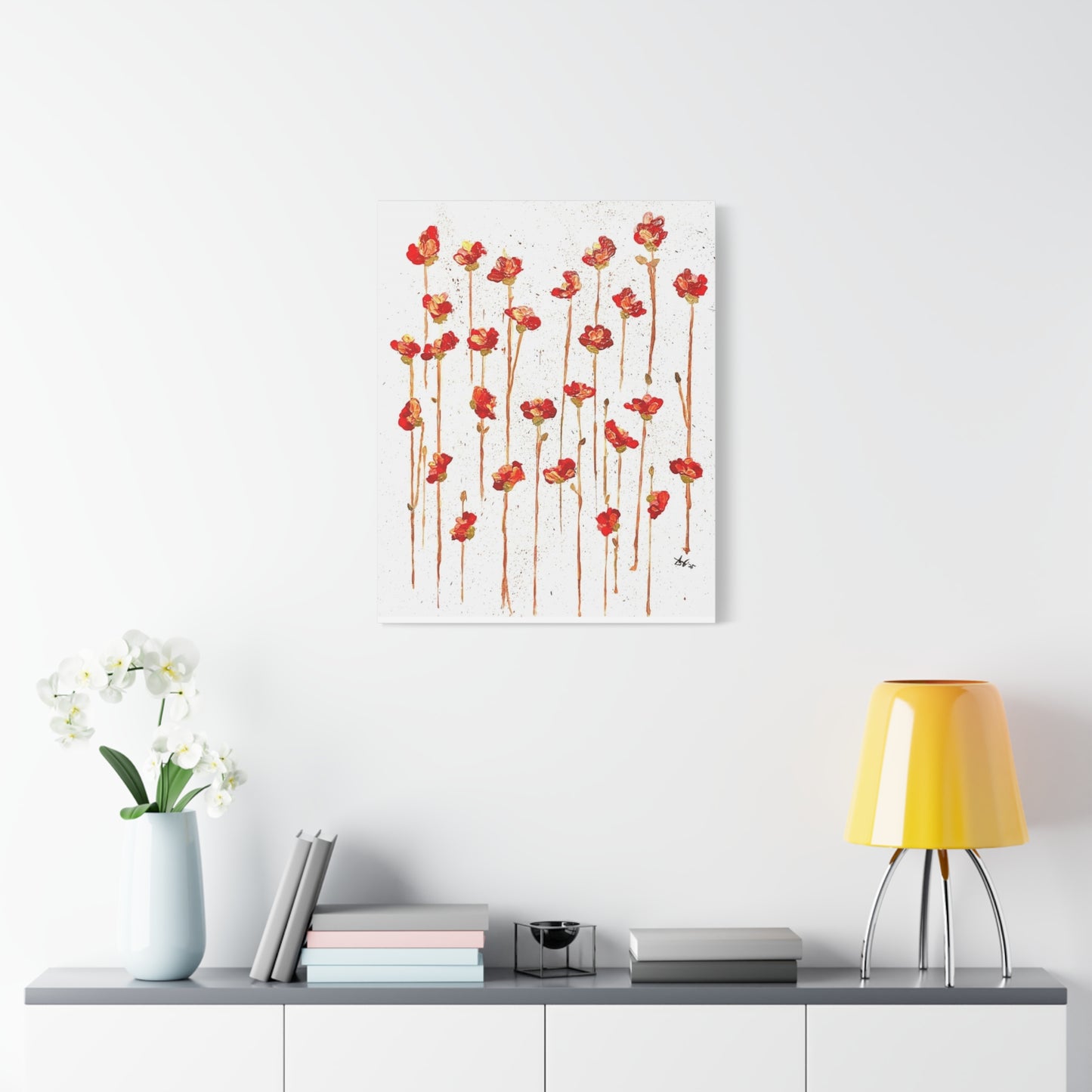 Red Poppy Field Matte Canvas Wall Art — Stretched Floral Painting