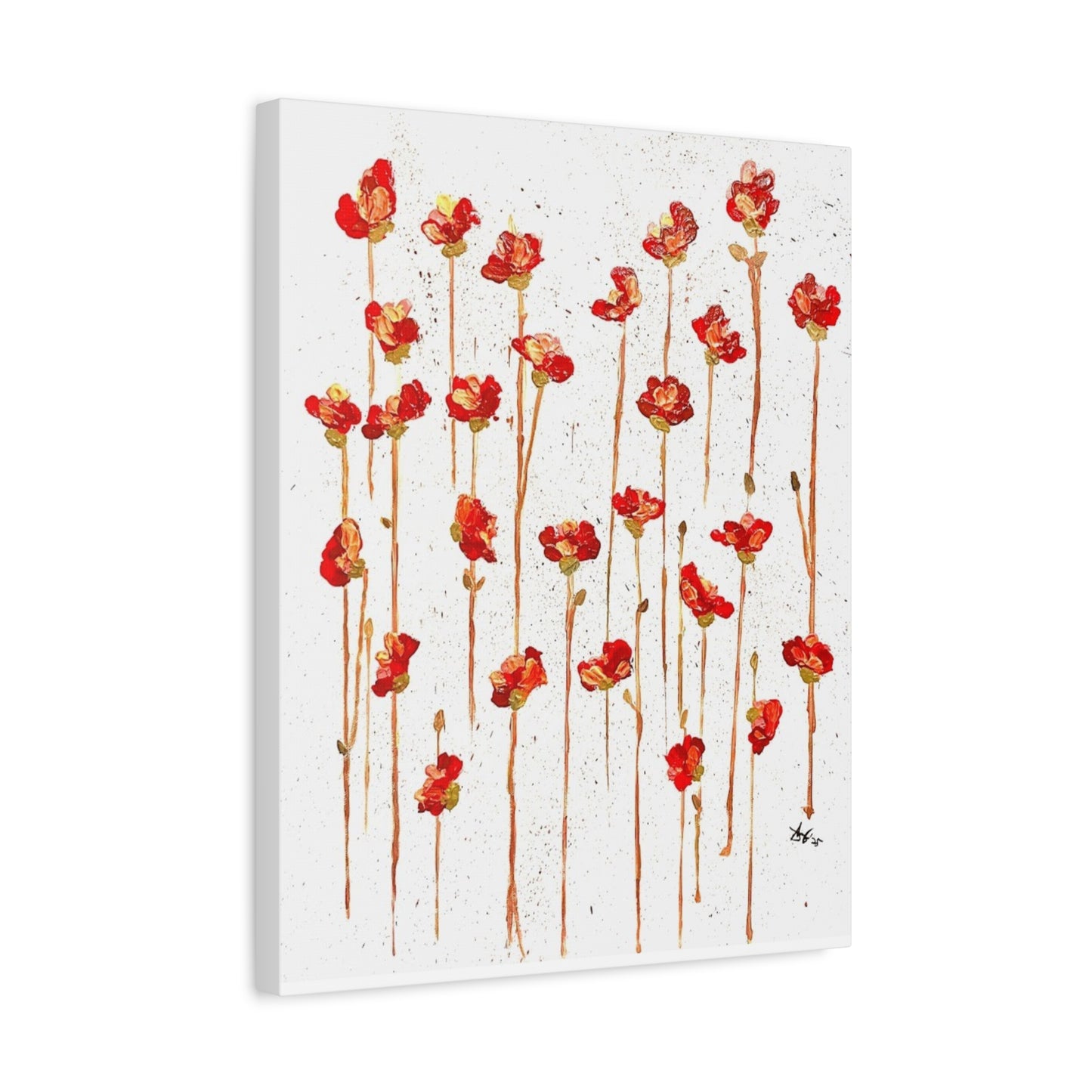 Red Poppy Field Matte Canvas Wall Art — Stretched Floral Painting