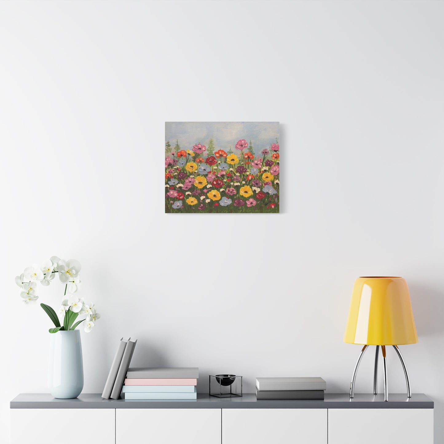 Wildflower Field Canvas Art — Colorful Wildflower Field Matte Stretched Canvas