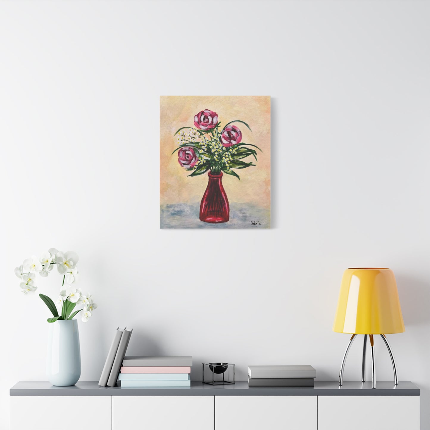 Petals in Crimson Glass- Matte Stretched Canvas