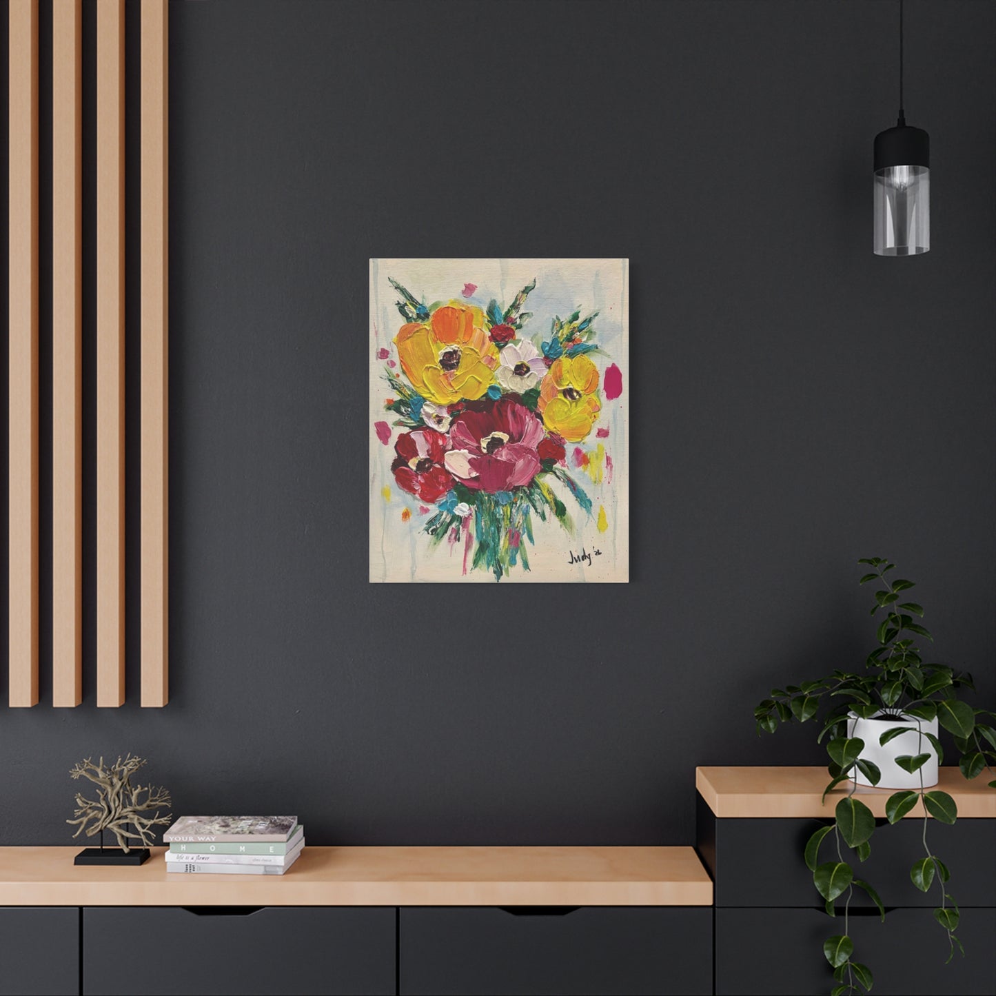 Rooted in Bloom Floral Canvas Wall Art – Colorful Bouquet Matte Stretched Canvas