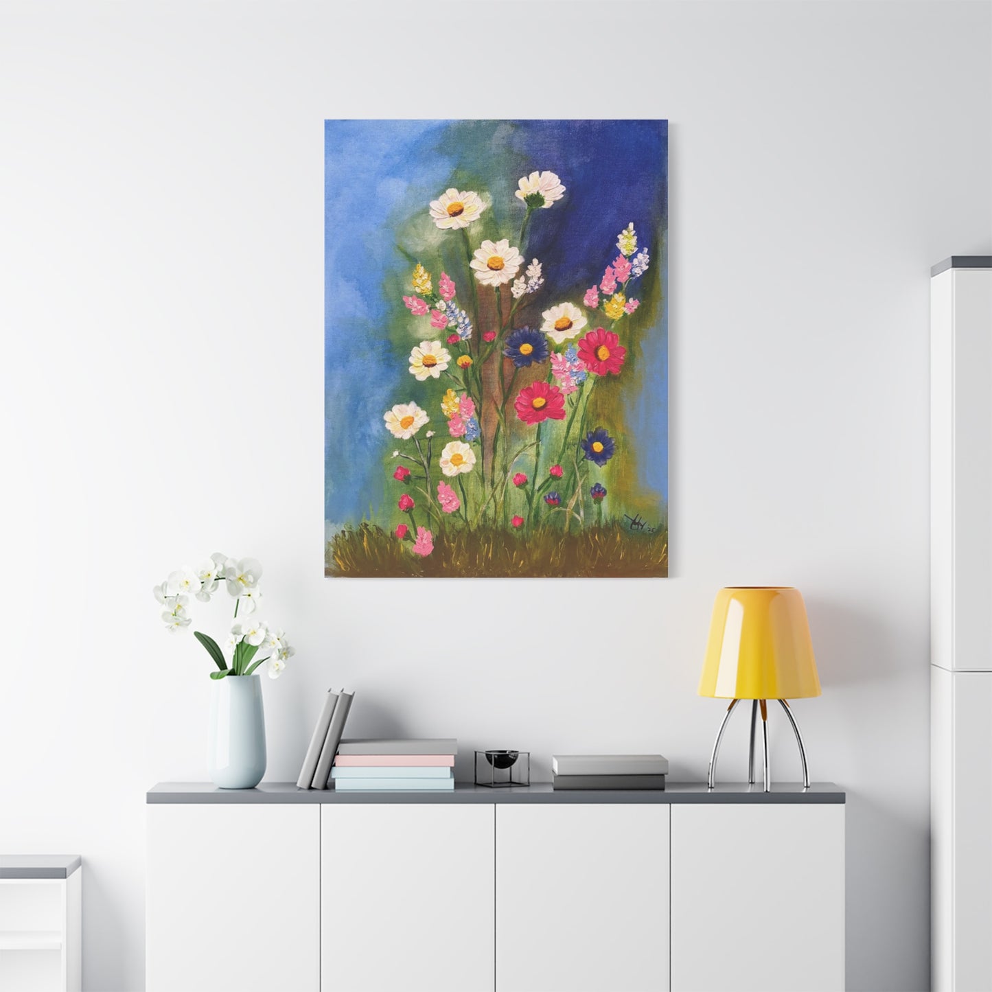 Floral Meadow Matte Canvas Wall Art — Stretched Floral Painting