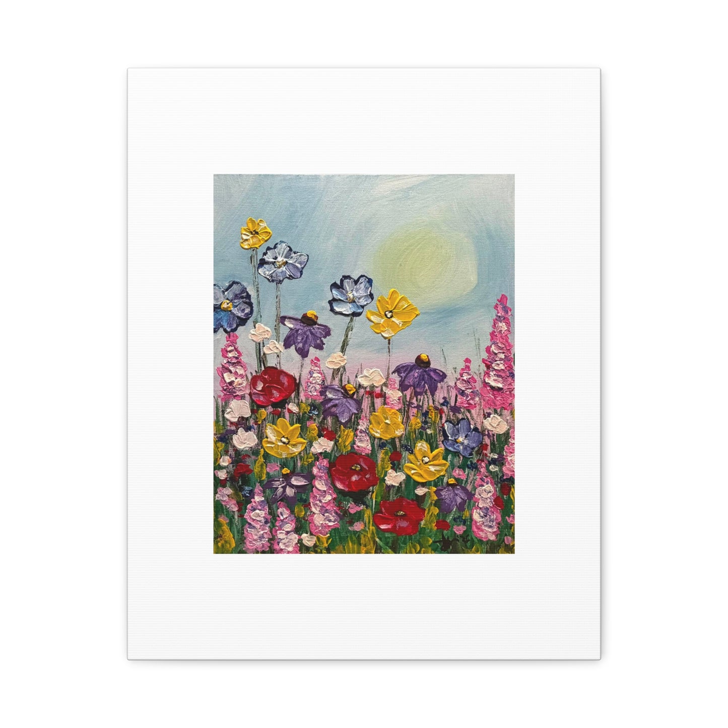 Blooming Free Matte Stretched Canvas – Colorful Wildflower Garden Print