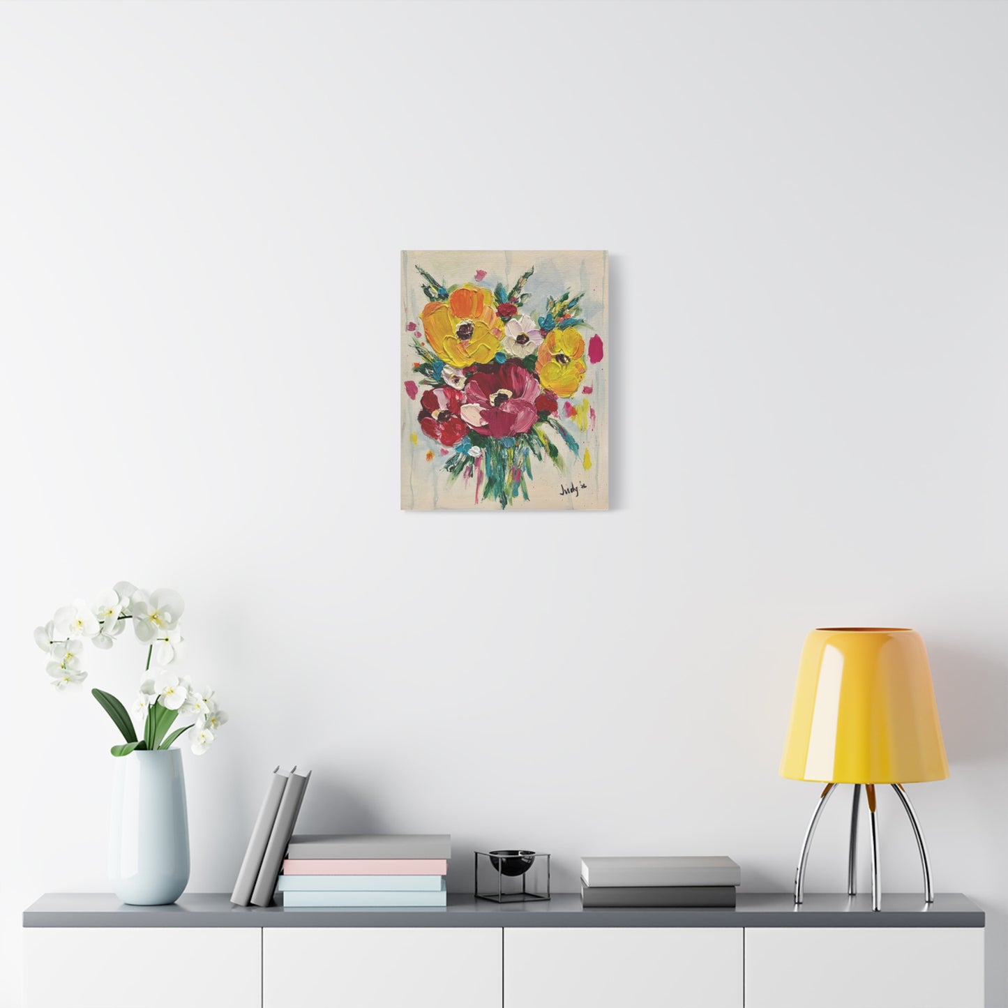 Rooted in Bloom Floral Canvas Wall Art – Colorful Bouquet Matte Stretched Canvas