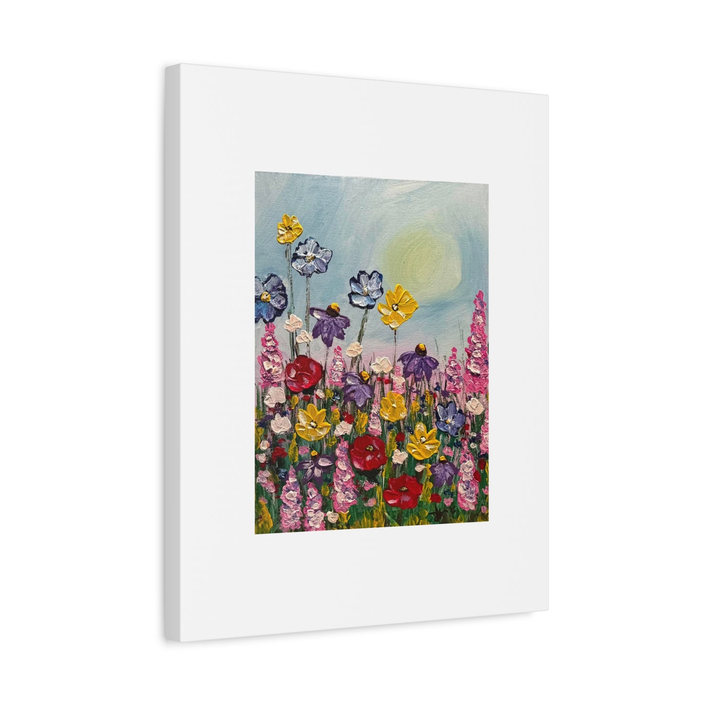 Blooming Free Matte Stretched Canvas – Colorful Wildflower Garden Print