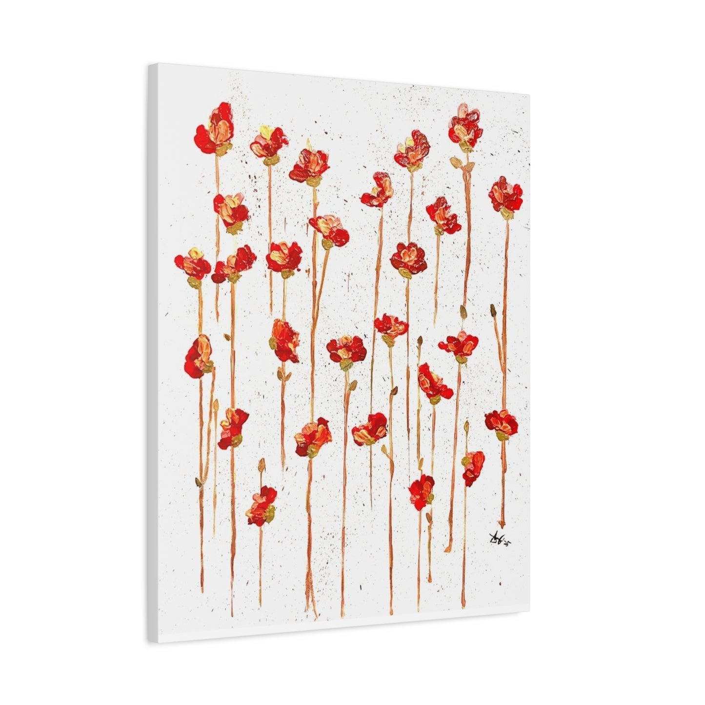 Red Poppy Field Matte Canvas Wall Art — Stretched Floral Painting