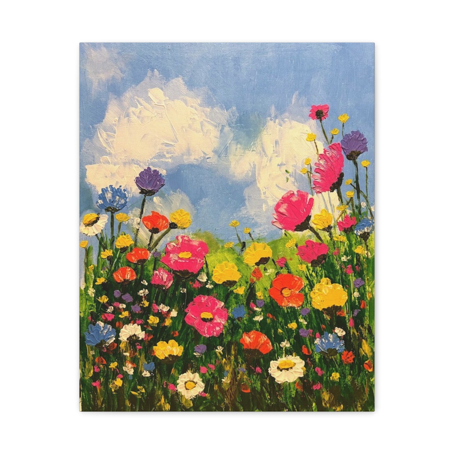 Wildflower Bloom Canvas Print — Bright Wildflower Wall Art (Matte Stretched)