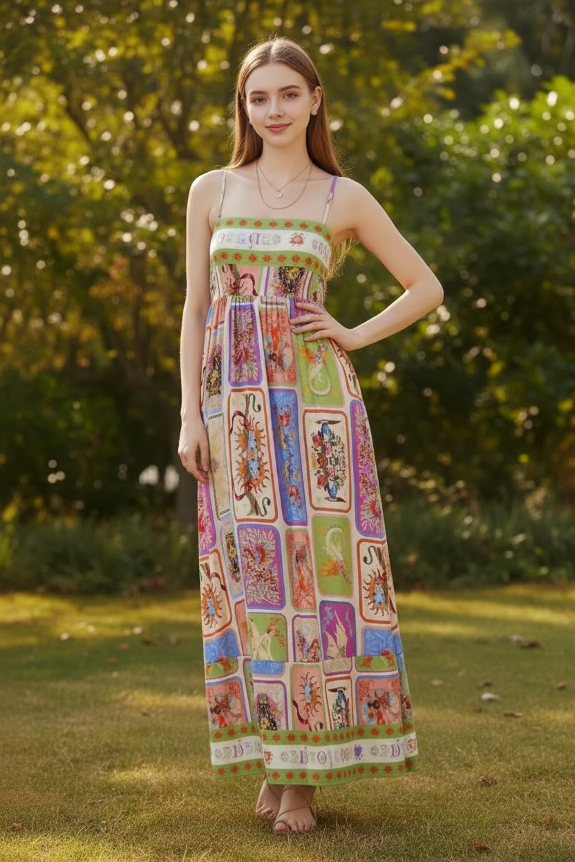 Printed Square Neck Cami Dress