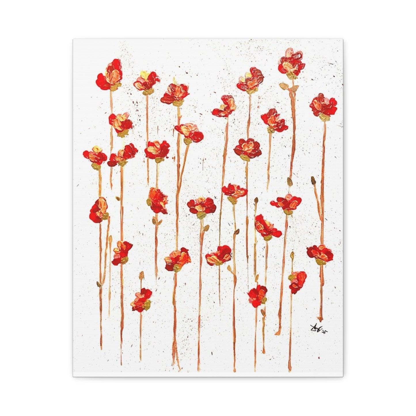 Red Poppy Field Matte Canvas Wall Art — Stretched Floral Painting