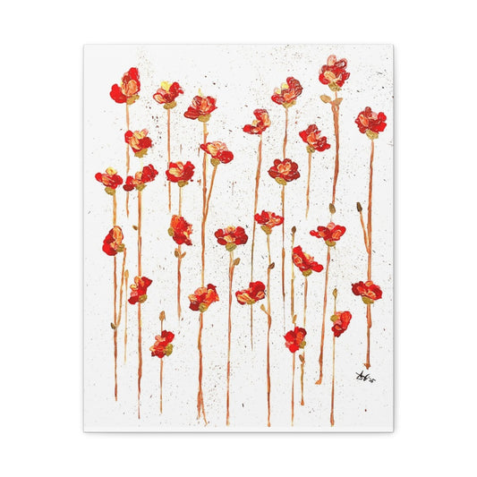 Red Poppy Field Matte Canvas Wall Art — Stretched Floral Painting