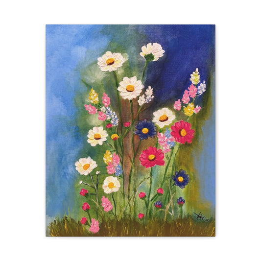 Floral Meadow Matte Canvas Wall Art — Stretched Floral Painting