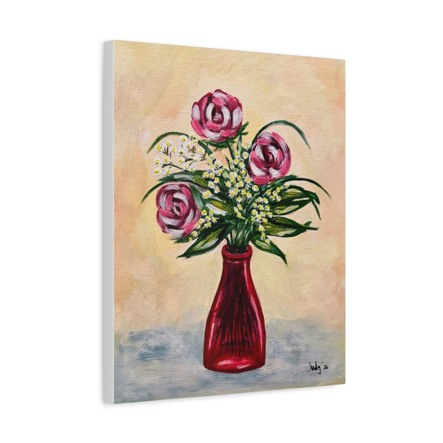 Petals in Crimson Glass- Matte Stretched Canvas