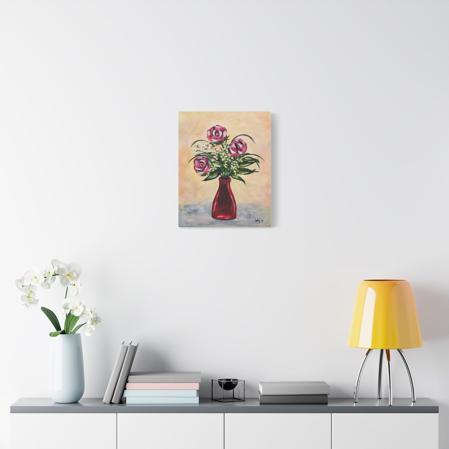 Petals in Crimson Glass- Matte Stretched Canvas
